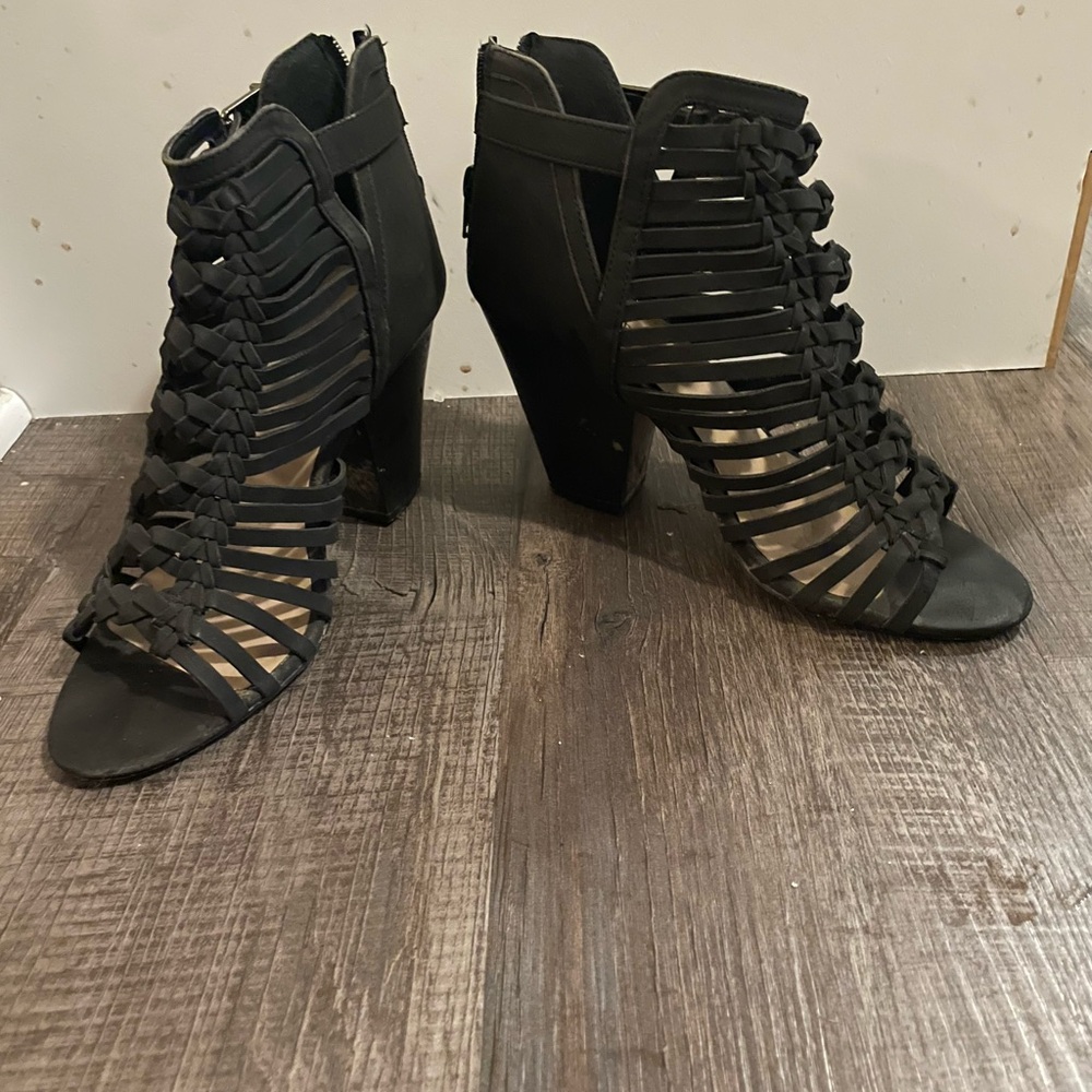 Black Strappy Women's Heels